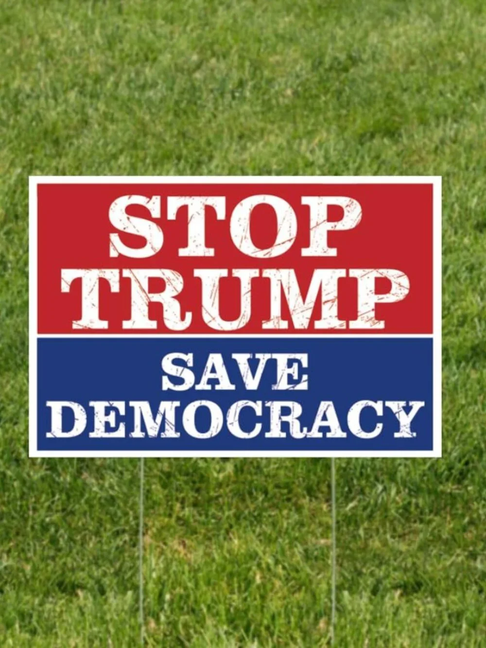 Stop Trump Save Democracy Yard Sign Resist Hate Lawn Sign Anti Trump Sign Double